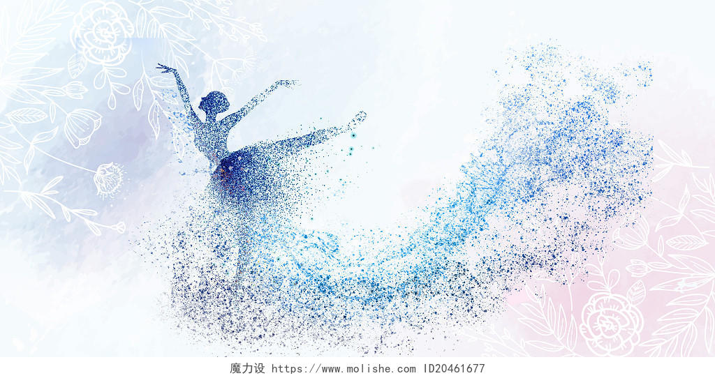 蓝色碎片舞蹈唯美简约海报背景百色舞蹈背景